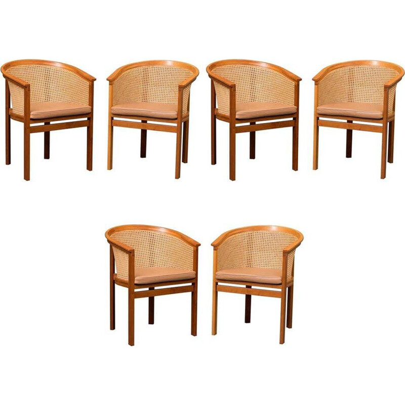 Set of 6 Armchairs vintage Rud Thygesen and Johnny Sørensen King 1980s 