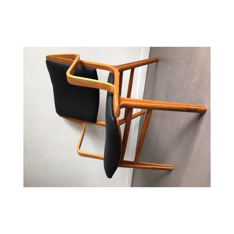 Vintage chair from Peter Hvidt & Orla Mølgaard-Nielsen for Fritz Hansen in black skai 1960