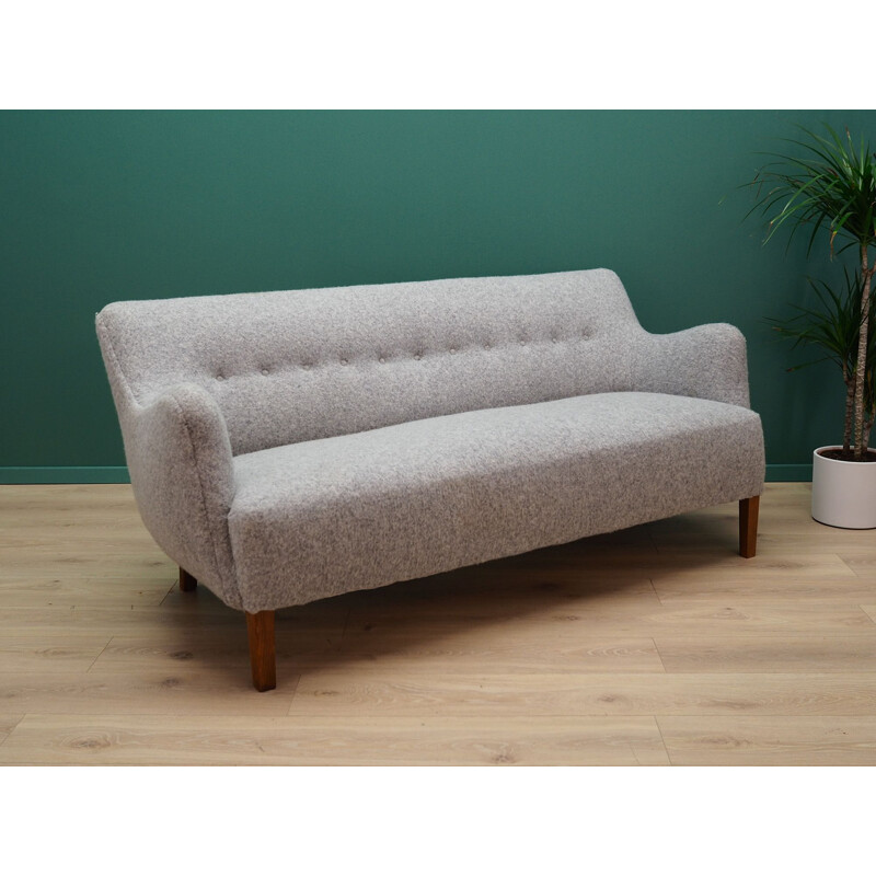 Vintage grey sofa in woolen fabric, 1960