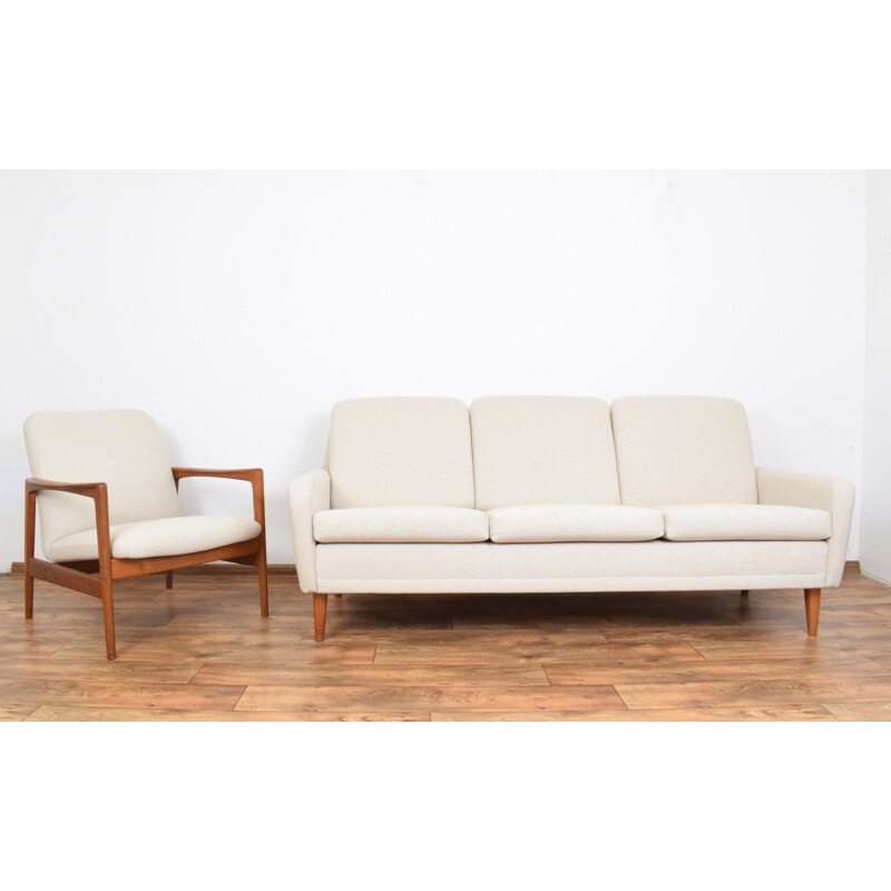 Mid-Century Sofa and Lounge Chair by Folke Ohlsson for DUX, Swedish 1950s