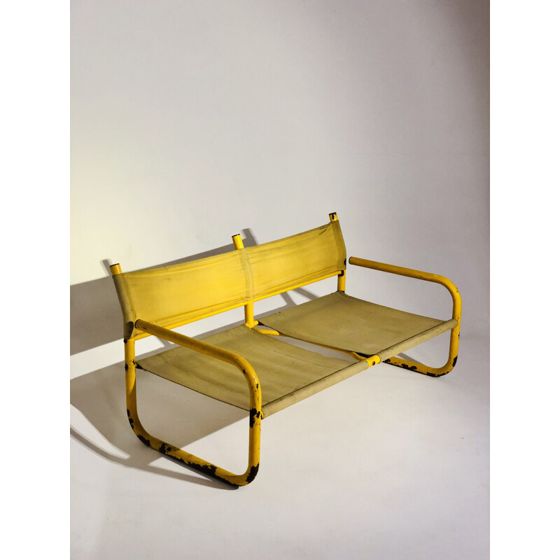 Vintage bench 2 places yellow 