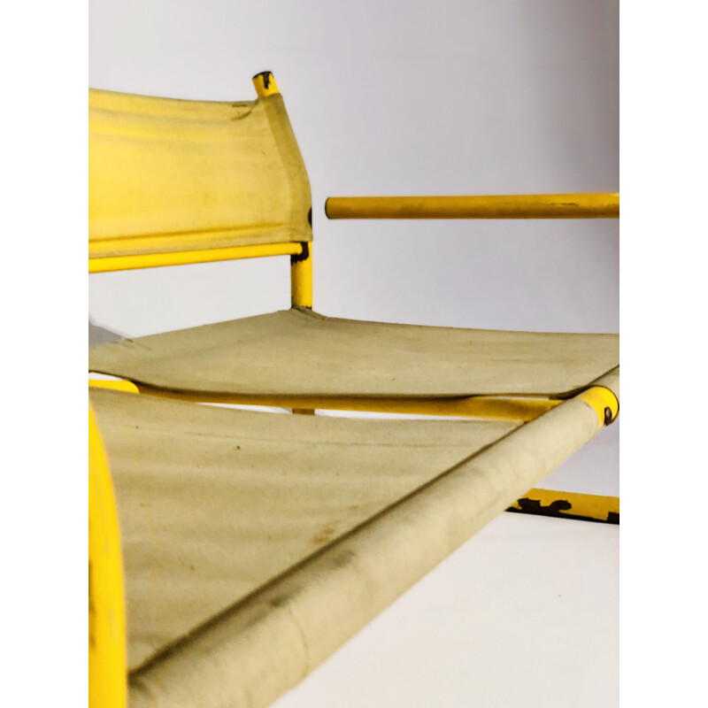 Banquette vintage 2 places jaune 