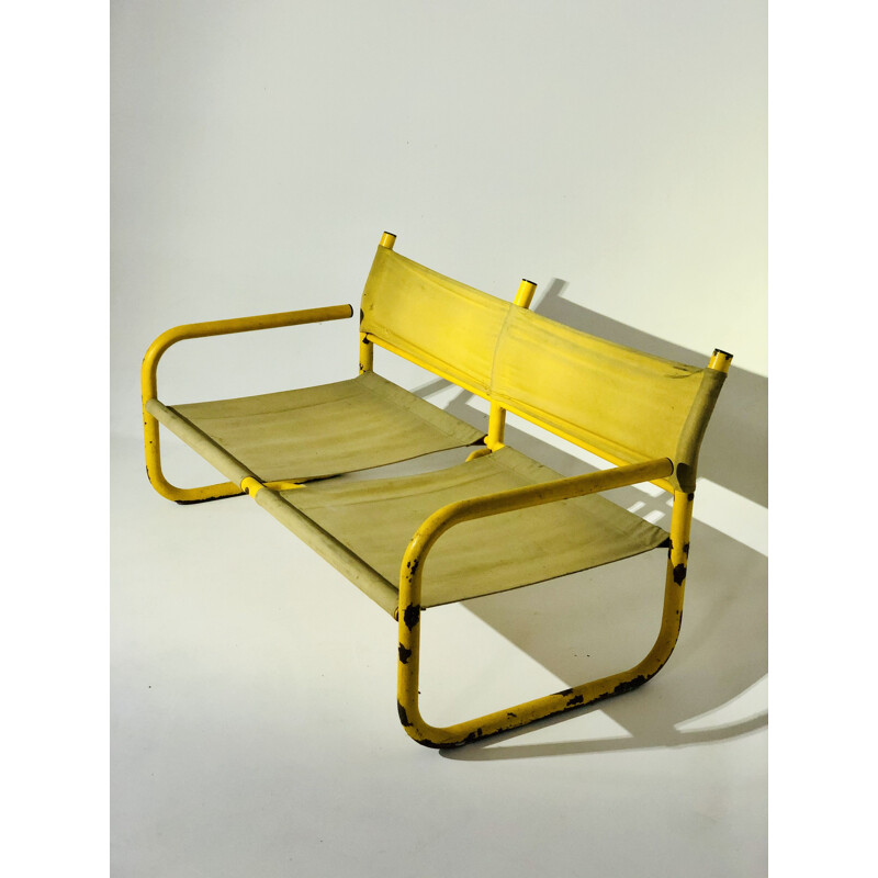 Vintage bench 2 places yellow 
