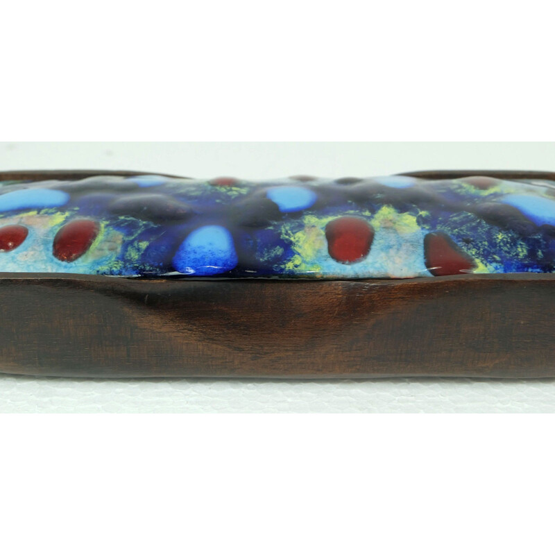 Mid century box in walnut and enamel, J. CAPO - 1960s