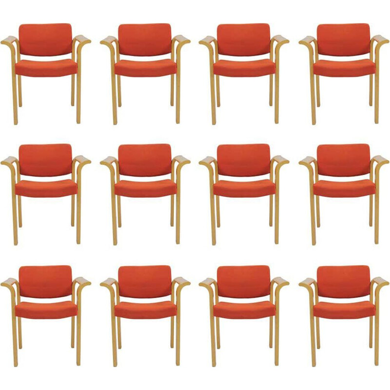 Lot de 12 fauteuils vintage Rud Thygesen Johnny Sorensen 1970