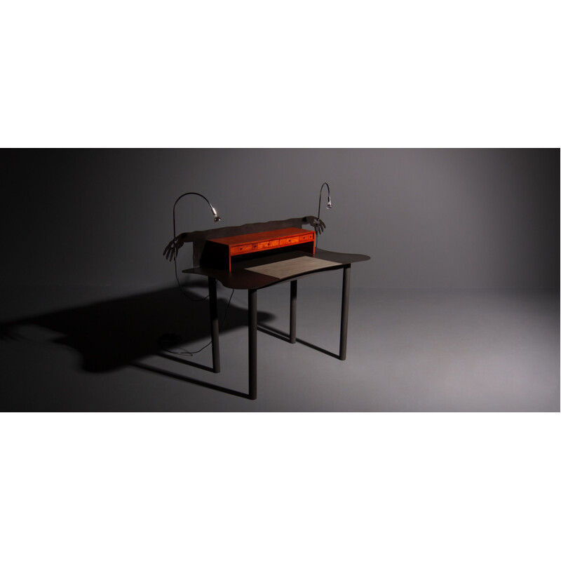 Vintage desk in wood and chromed steel by Entremanos Andrés Nagel, 1988