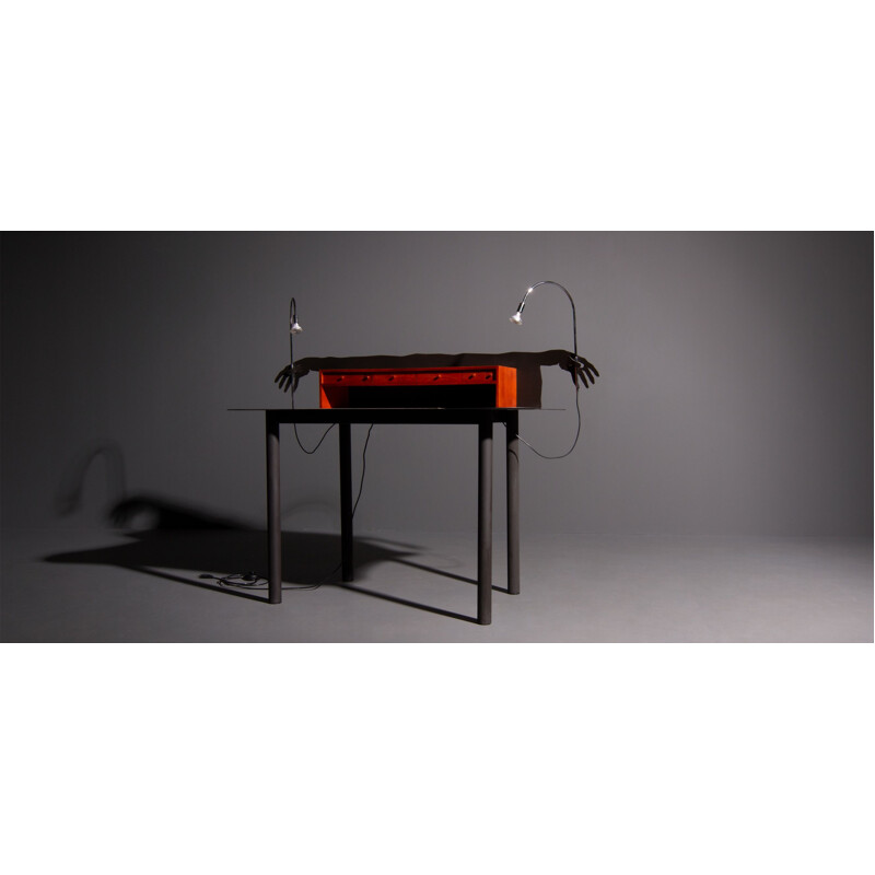 Vintage desk in wood and chromed steel by Entremanos Andrés Nagel, 1988