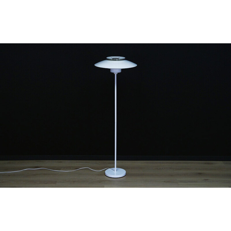 Lampadaire vintage en métal blanc, scandinave 1960