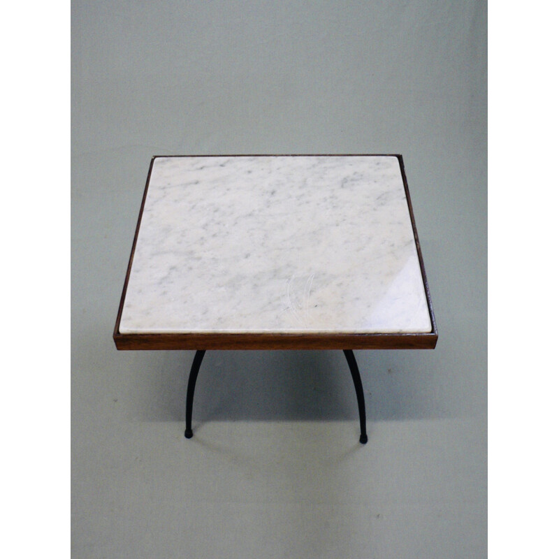 Table d'appoint vintage marbre et acier