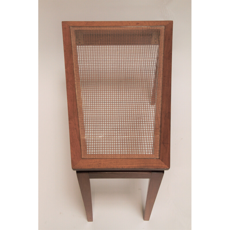 Vintage side table in beech and French wickerwork 1950