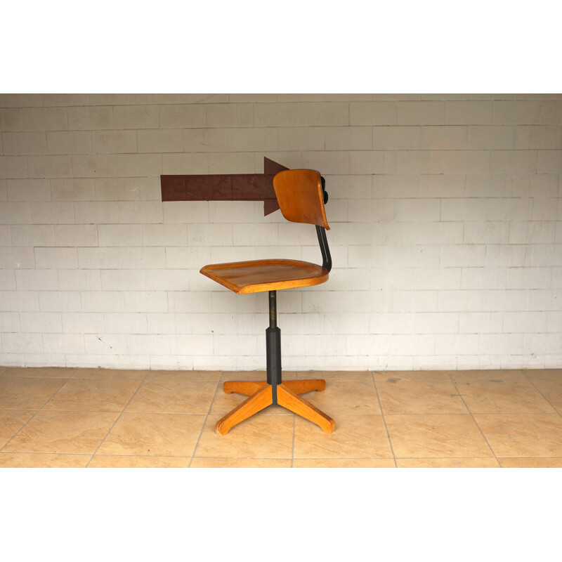 Vintage Swivel Office Chair Model 350 R with Backrest from Ama Elastik, 1950s