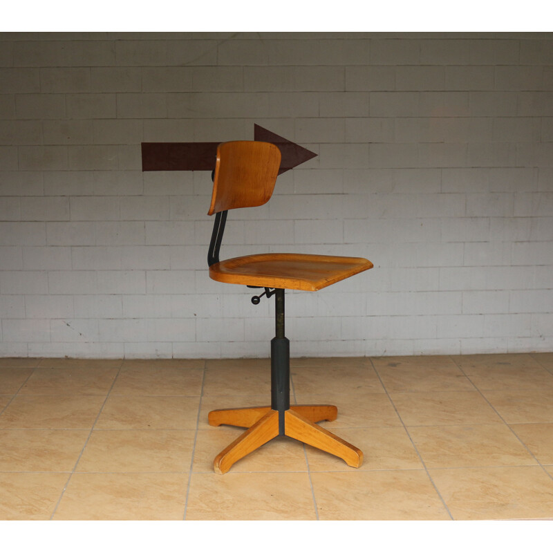 Vintage Swivel Office Chair Model 350 R with Backrest from Ama Elastik, 1950s