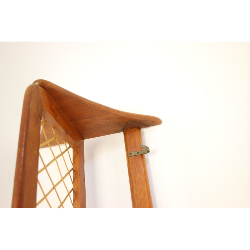 Vintage Teak coat rack with bamboo storage rack Danish 1960