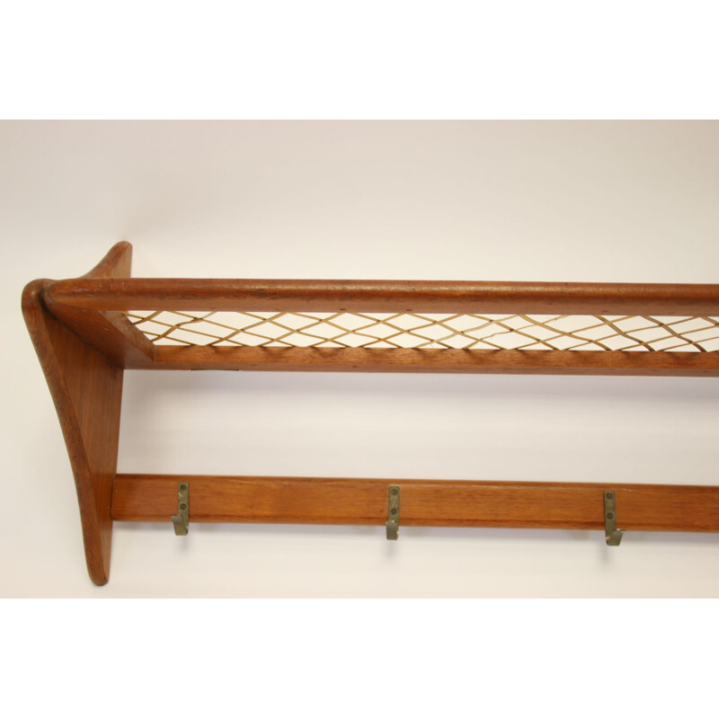 Vintage Teak coat rack with bamboo storage rack Danish 1960