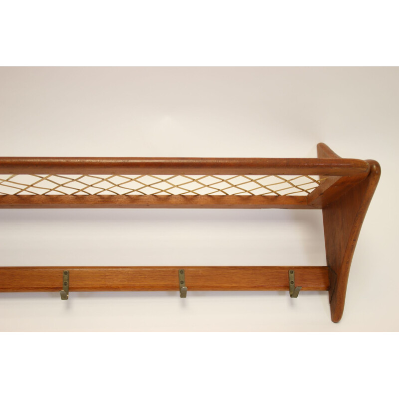 Vintage Teak coat rack with bamboo storage rack Danish 1960