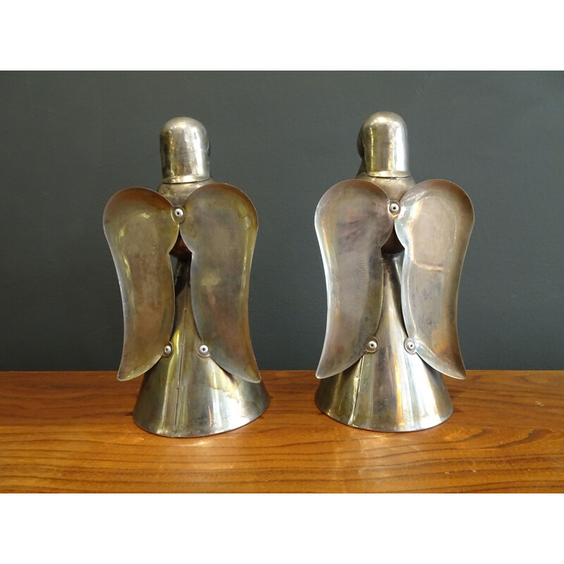 Pair of vintage metal angels, handmade in 1940