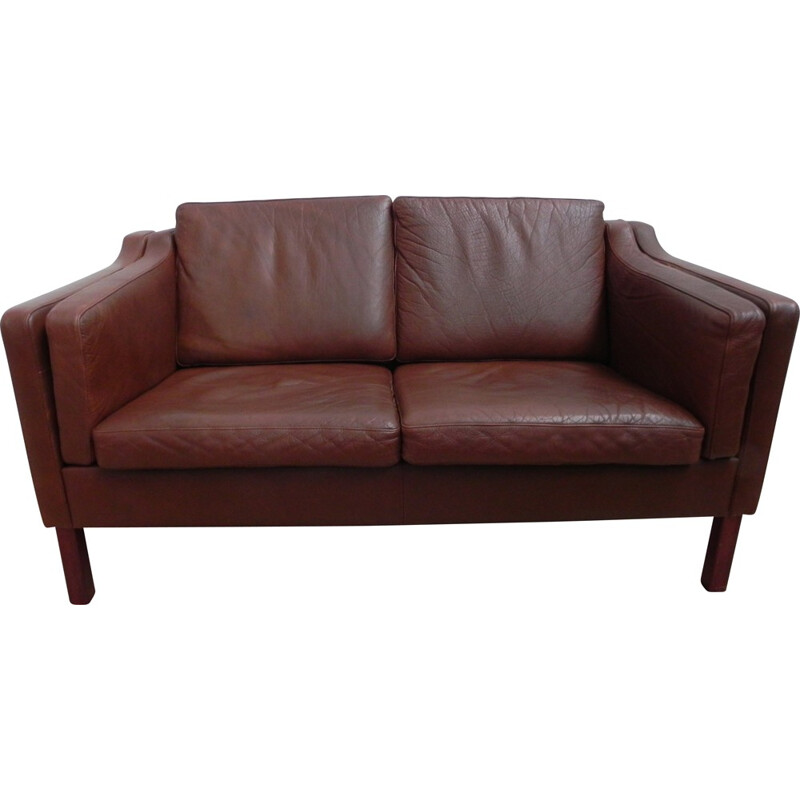 Scandinavian sofa in brown leather - 1970s
