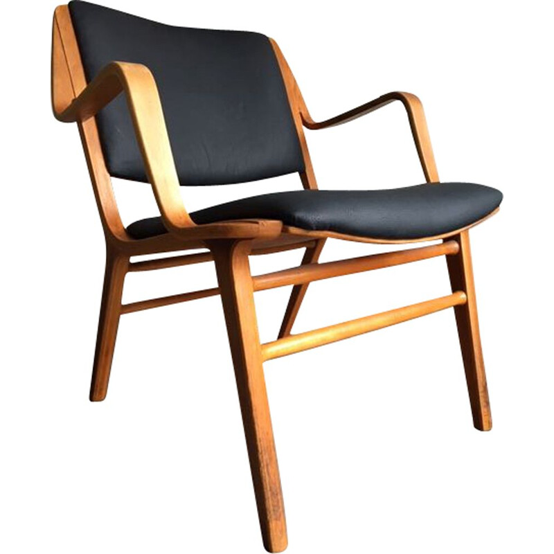 Vintage chair from Peter Hvidt & Orla Mølgaard-Nielsen for Fritz Hansen in black skai 1960