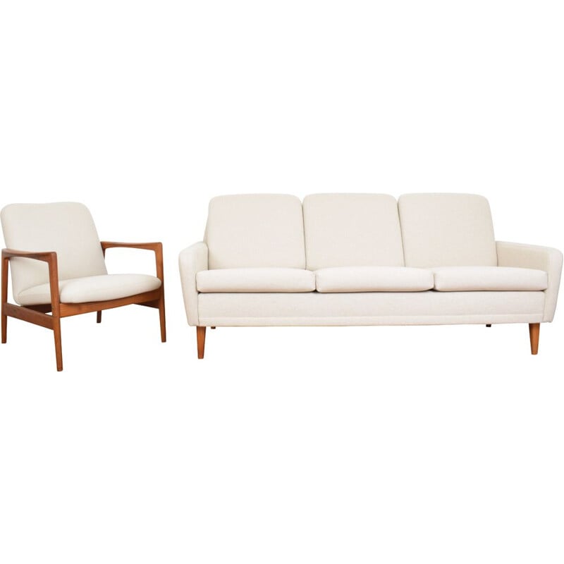 Mid-Century Sofa and Lounge Chair by Folke Ohlsson for DUX, Swedish 1950s