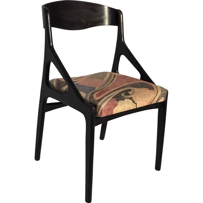 Suite de 4 chaises vintage en tissu 1970
