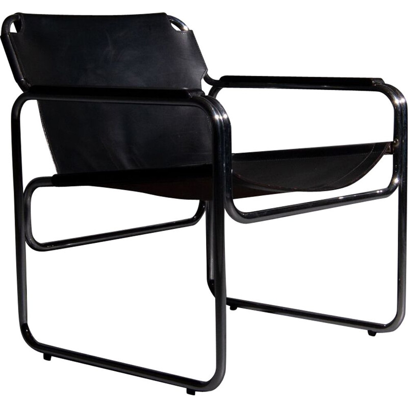 fauteuil tube vintage - assise cuir