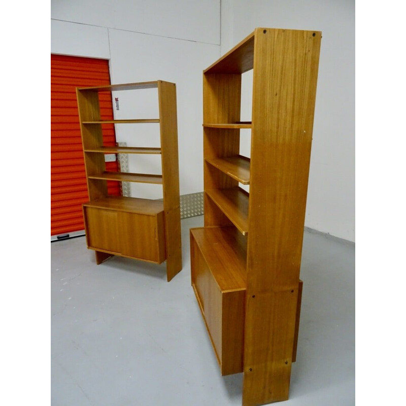 Pair of vintage Scandinavian modernist teak bookcases, Sweden 1960