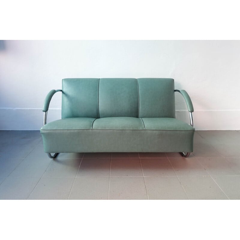 Vintage Sofa Art Deco Streamline by Fabrica Portugal 1930