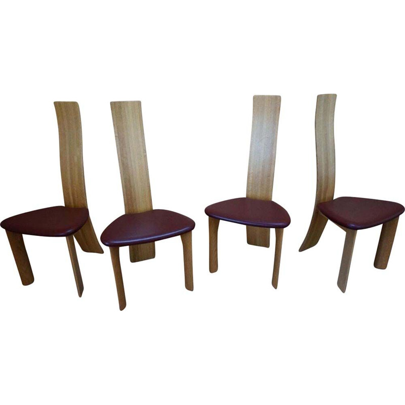 Set of 4 vintage dining chairs by Rob & Dries van den Berghe Danish 1970s