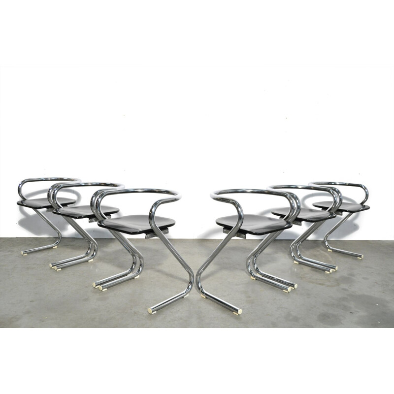 Set of 6 vintage chairs by Borge Lindau Bo Lindekrantz for Lammhults Sweden, 1970 