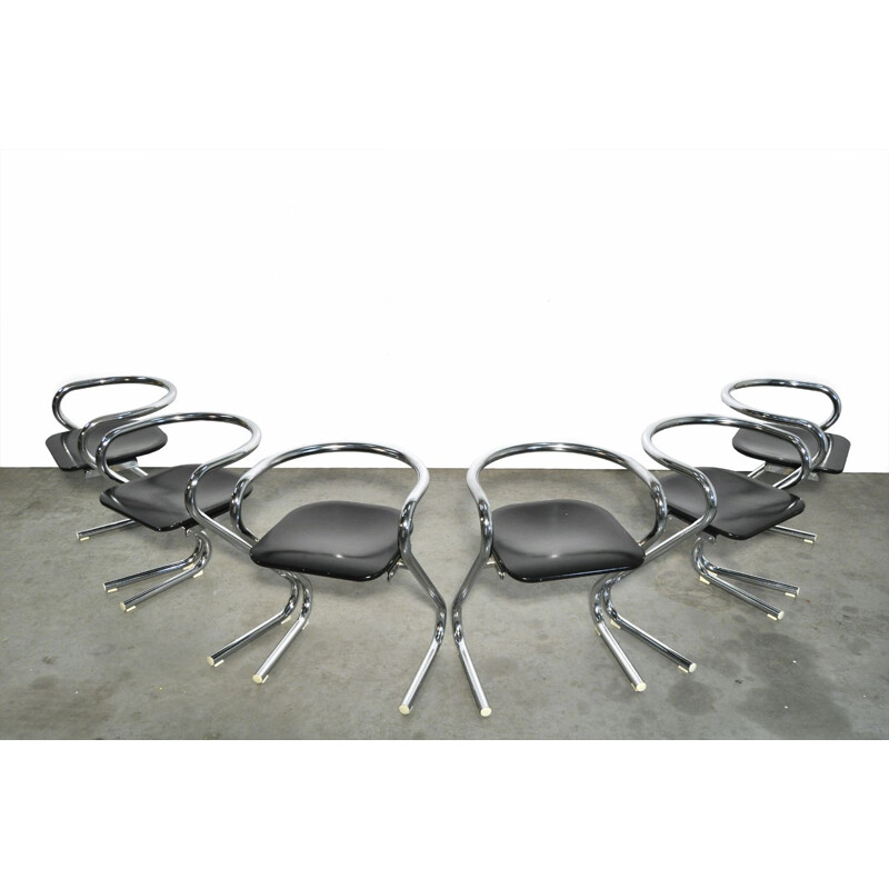 Set of 6 vintage chairs by Borge Lindau Bo Lindekrantz for Lammhults Sweden, 1970 