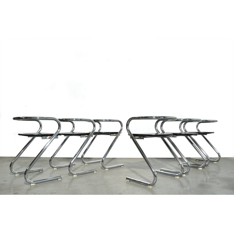 Set of 6 vintage chairs by Borge Lindau Bo Lindekrantz for Lammhults Sweden, 1970 