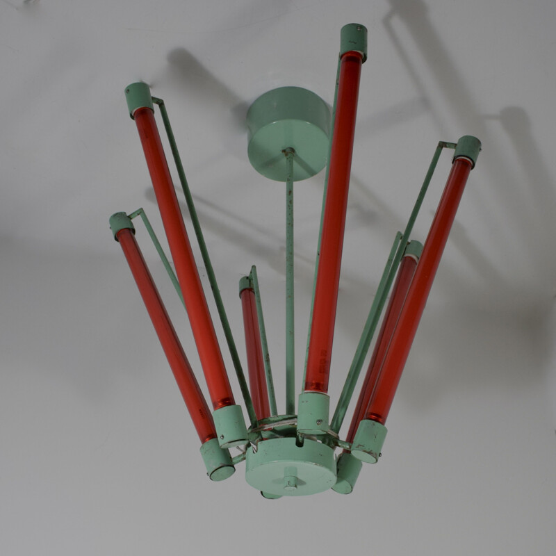Vintage plafondlamp met metalen kroonluchter