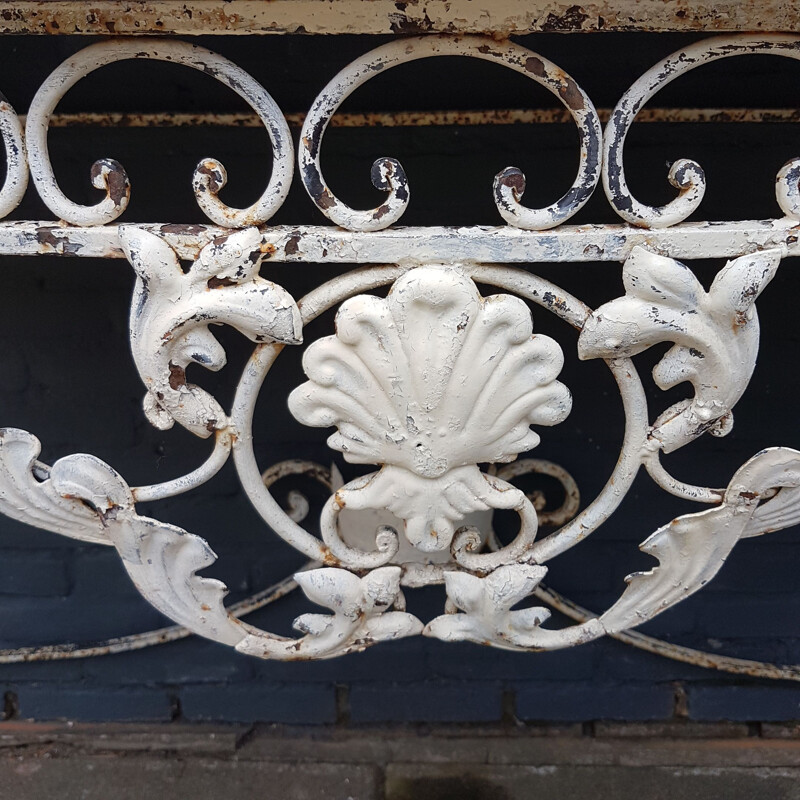 Vintage patinated wrought iron & marble console table, early 20th Century