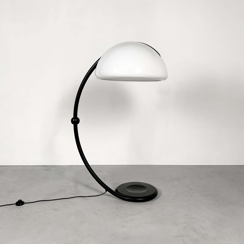 Vintage Black Serpente Floor Lamp by Elio Martinelli for Martinelli Luce, 1970s