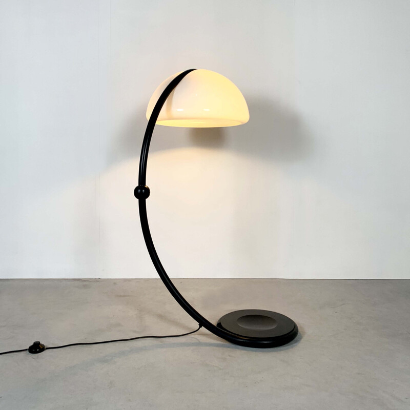 Vintage Black Serpente Floor Lamp by Elio Martinelli for Martinelli Luce, 1970s