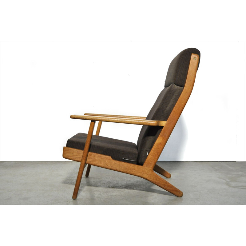 Fauteil lounge vintage en chêne à dossier haut GE 290 de Hans J. Wegner pour Getama, Danemark, 1950 