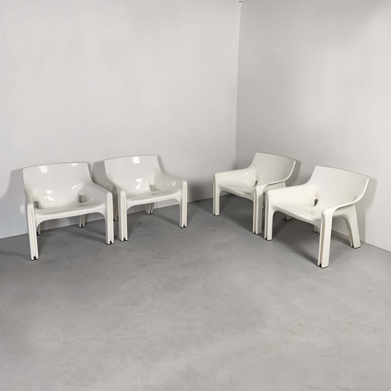 Set of 4 Vintage Vicario Lounge Chairs by Vico Magistretti for Artemide, 1970s