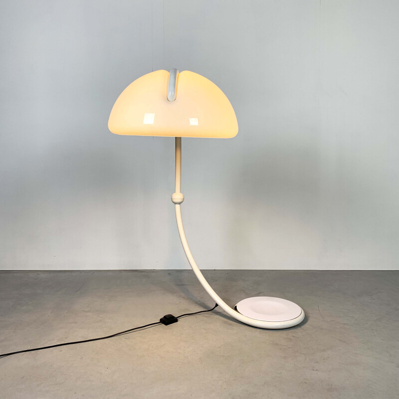 Vintage White Serpente Floor-lamp by Elio Martinelli for Martinelli Luce, 1970s