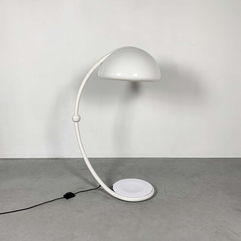 Vintage White Serpente Floor-lamp by Elio Martinelli for Martinelli Luce, 1970s