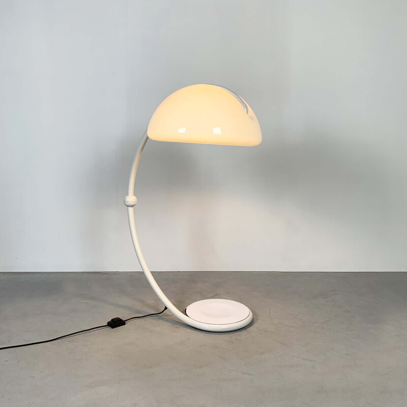 Vintage White Serpente Floor-lamp by Elio Martinelli for Martinelli Luce, 1970s