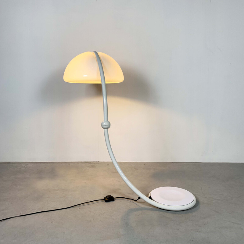 Vintage White Serpente Floor-lamp by Elio Martinelli for Martinelli Luce, 1970s