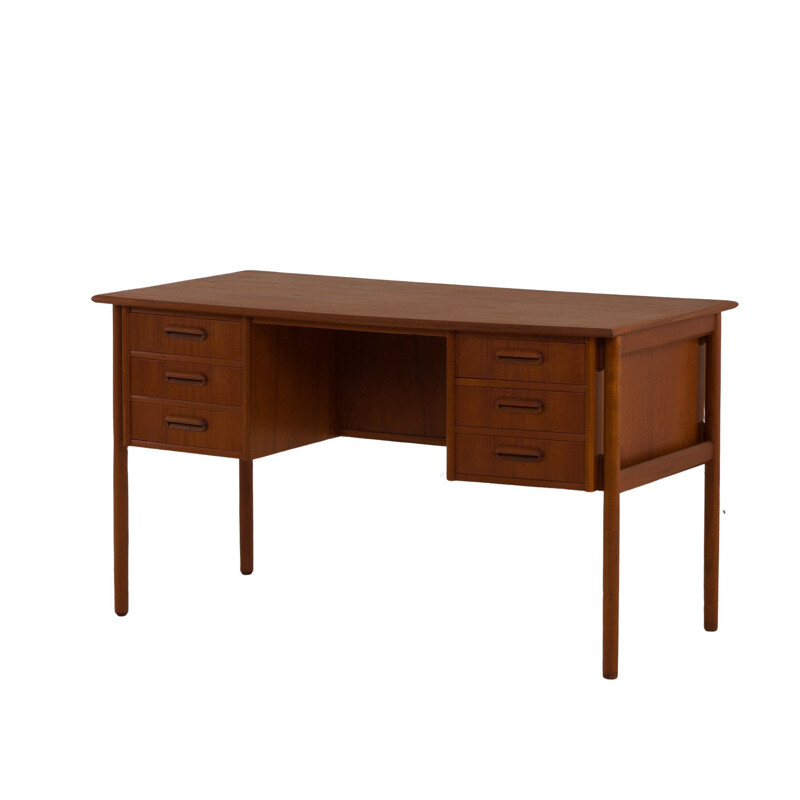 Vintage double sided desk with 6 drawers Danish