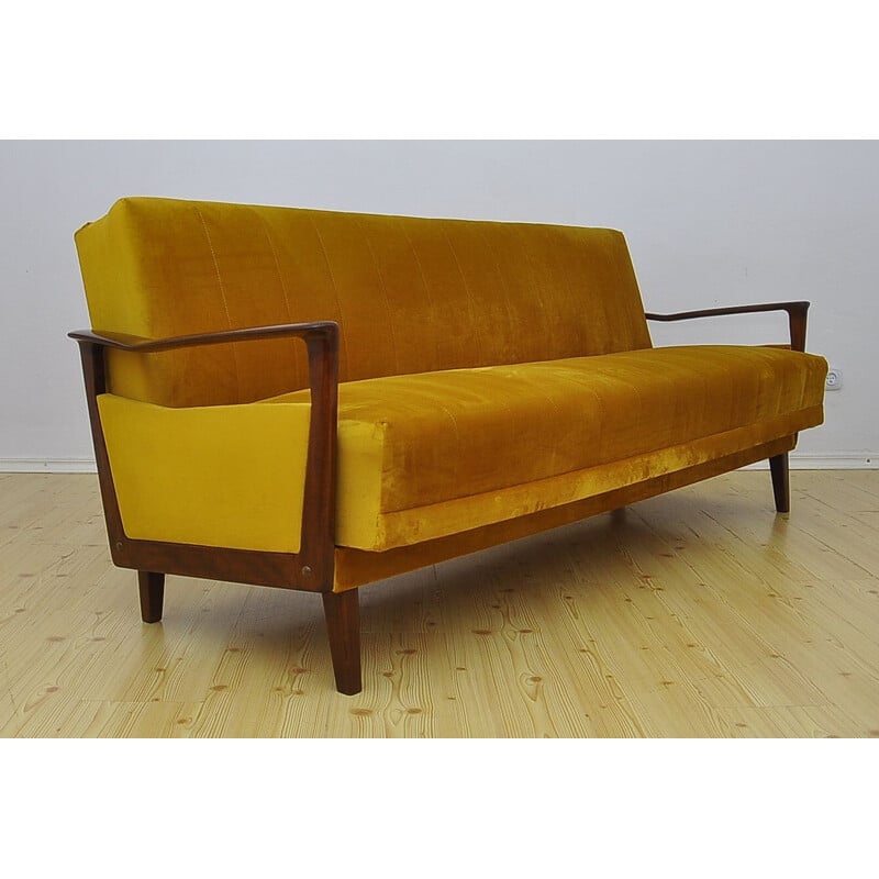 Canapé-lit vintage en velours 1960