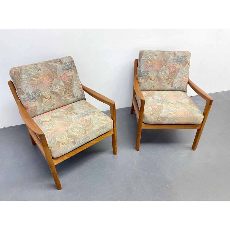 Pair of vintage  Armchair Senator Teak by Ole Wanscher for Cado, Denmark, 1960s