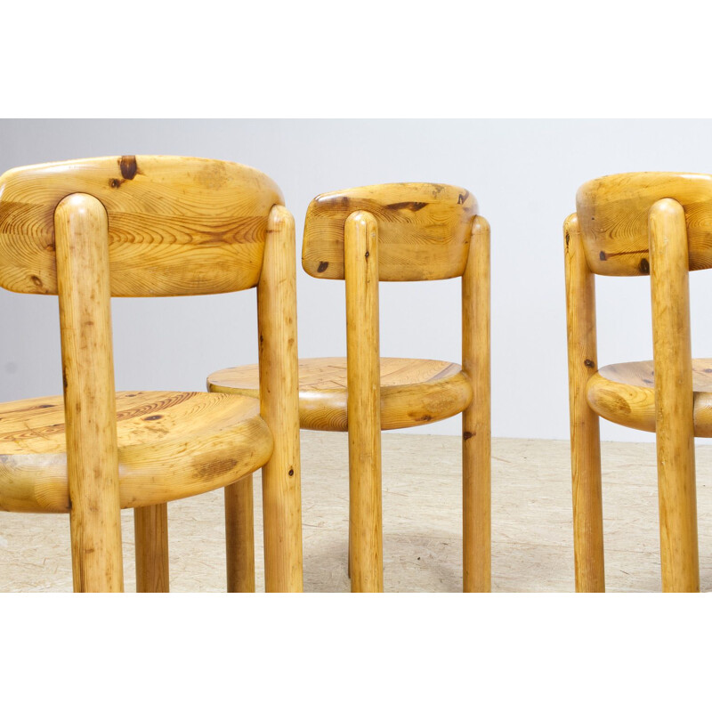 Set of 6 vintage Rainer Daumiller dining room chairs in pine 1970
