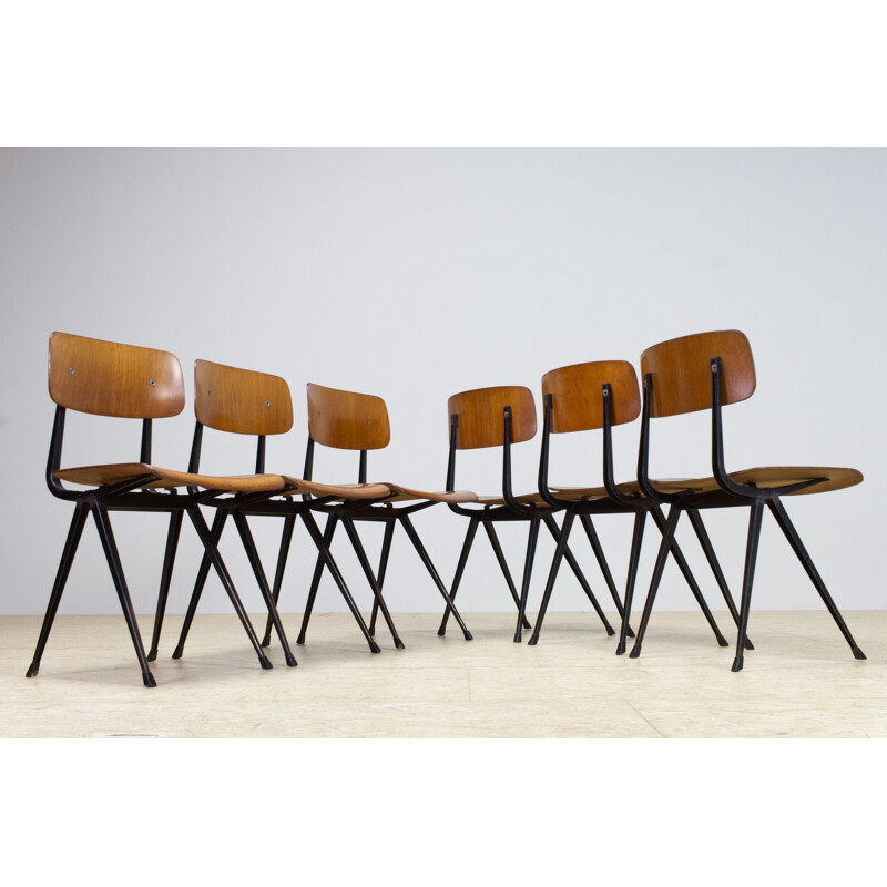 Set of 6 vintage Friso Kramer Result chairs in plywood 1962 
