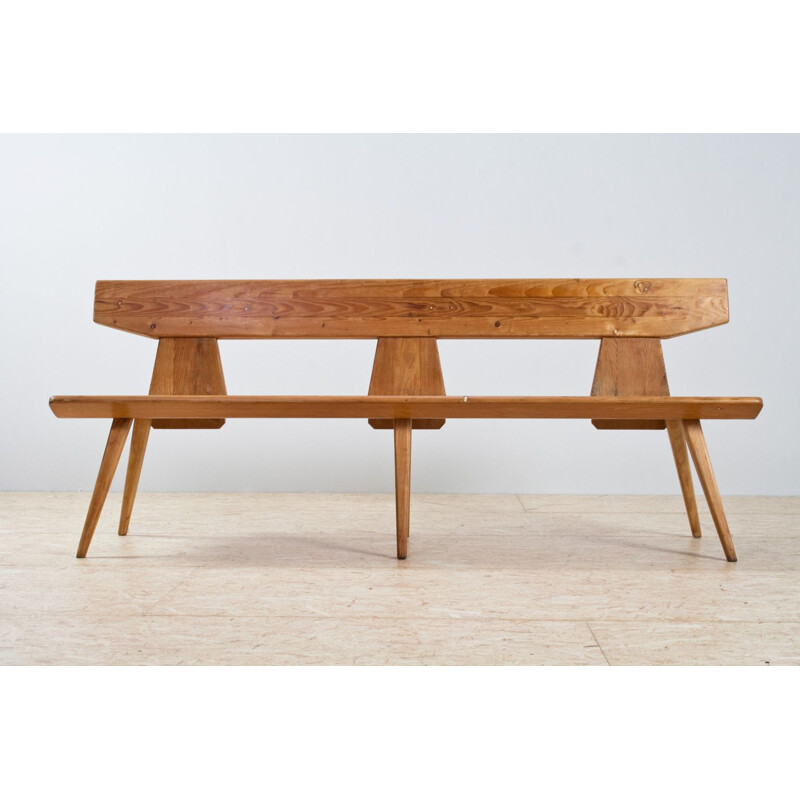 Vintage Jacob Kielland Brandt Bench in Pine for Christiansen, Handcrafted 1960s