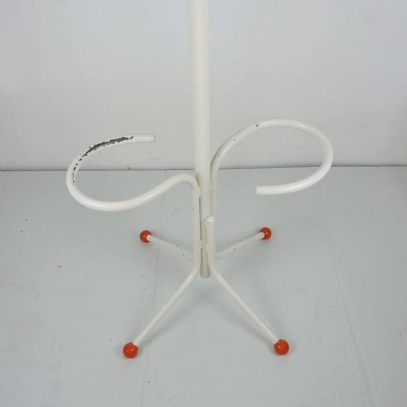 Appendiabiti vintage bianco con gambe arancioni, 1960