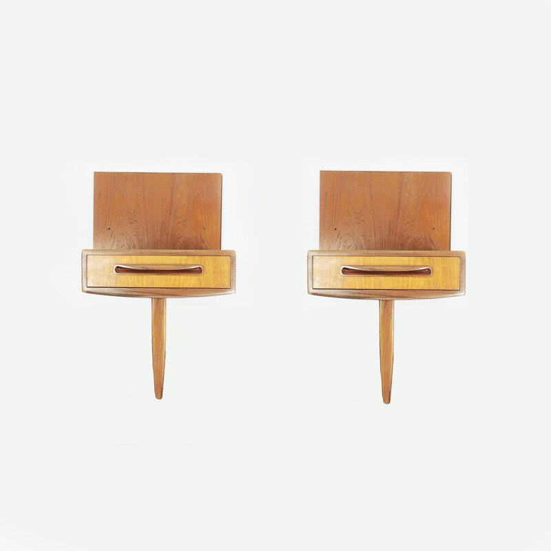 Mid-Century pair of  G-Plan Fresco Teak Floating Bedside Cabinets,1960s