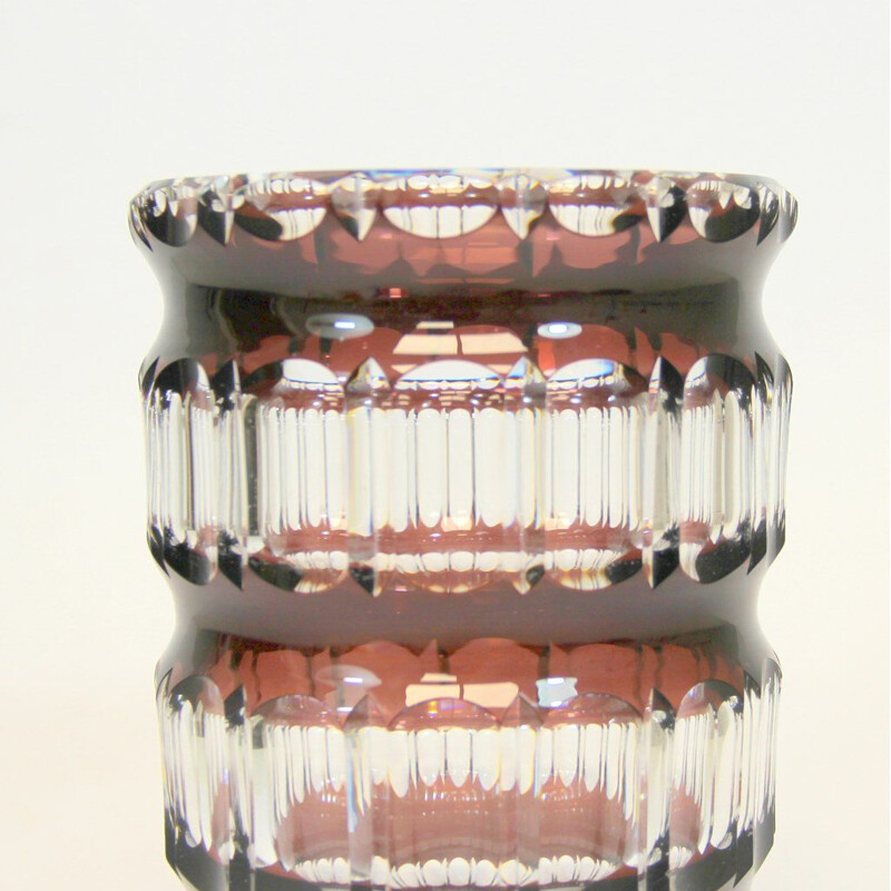 Vase en cristal vintage de Joseph Simon pour le Val Saint Lambert Art Déco